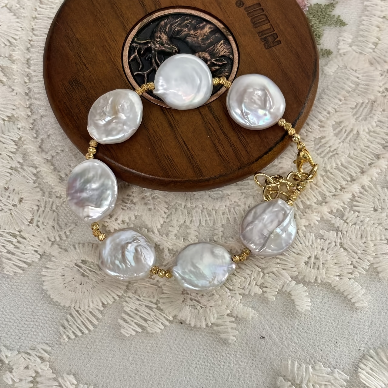 Natural Freshwater Pearls Bracelet, Large Baroque Design