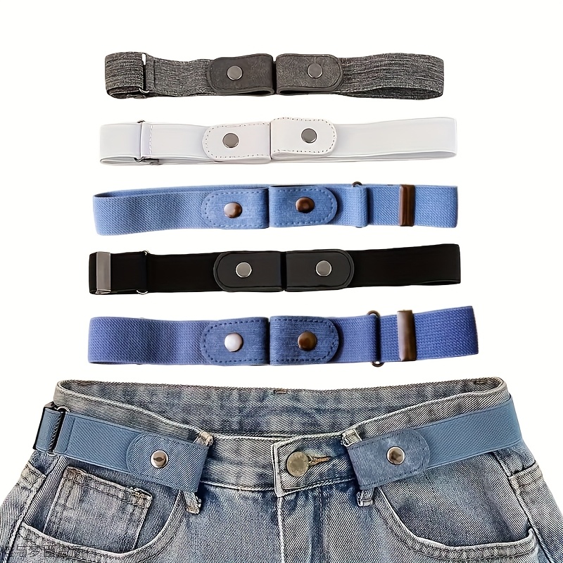 Image of 5pcs Set Of Fashionable Elastic Waistbands, Invisible Adjustable Belts, Suitable For Tightening Fitted Dresses And Loose Pants, Jeans, Casual And Formal Wear, Women's Belts