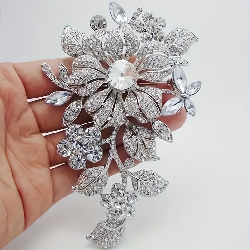 TEMU 1pc/exquisite Luxury Inlaid Zirconia Flower Brooch, Women's Engagement Party Clothing, Elegant Jewelry, Gift Accessories Wholesale, Showcasing Elegant Temperament