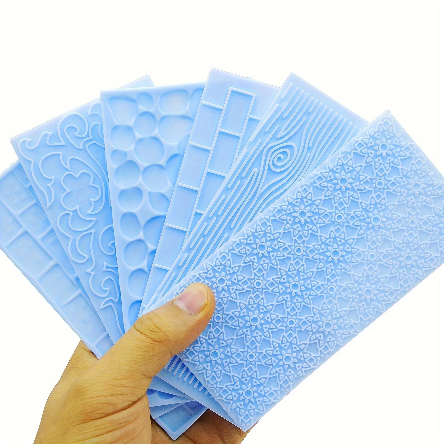 

6pcs Silicone Mat Set, Textured Patterns For Paste & Decorating, And Brick Embossed Molds For Wedding Design