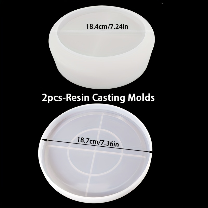 E-shop [2 Stück Silikon-Gießformen-Set] Große runde Schüssel-Silicone Form Rundes Beton-Pflanzgefäß Tablett, Epoxy-Schaumschale Gussmasse Marmor