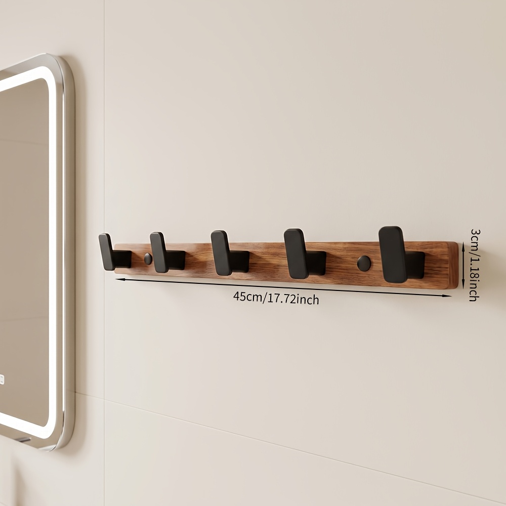 TEMU Gancho de madera para ropa, perchero para puerta de entrada, perchero para abrigo, soporte de pared para bolsos, paraguas, llave, perforado