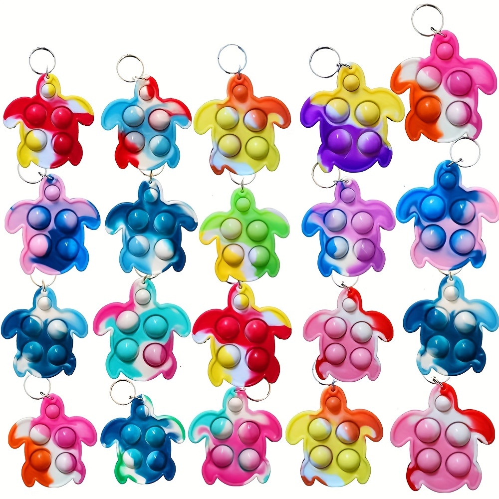 

Rainbow Mini Pop Turtle Fidget Keychain, Christmas Party Fidgets Favors Pop Toys