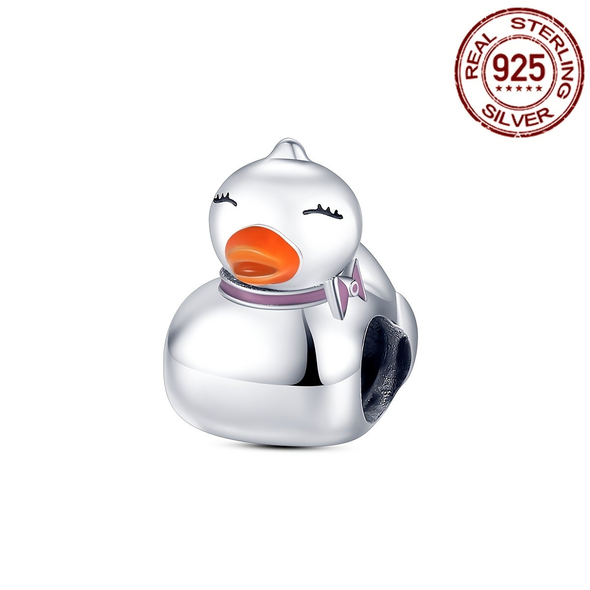 

A Cute Duck Lady Bead Pendant Made Of 925 Sterling Silver, Suitable For Making, Perfect For Women's , Party Accessories, Or As A Gift, The Preferred Gift For Ladies