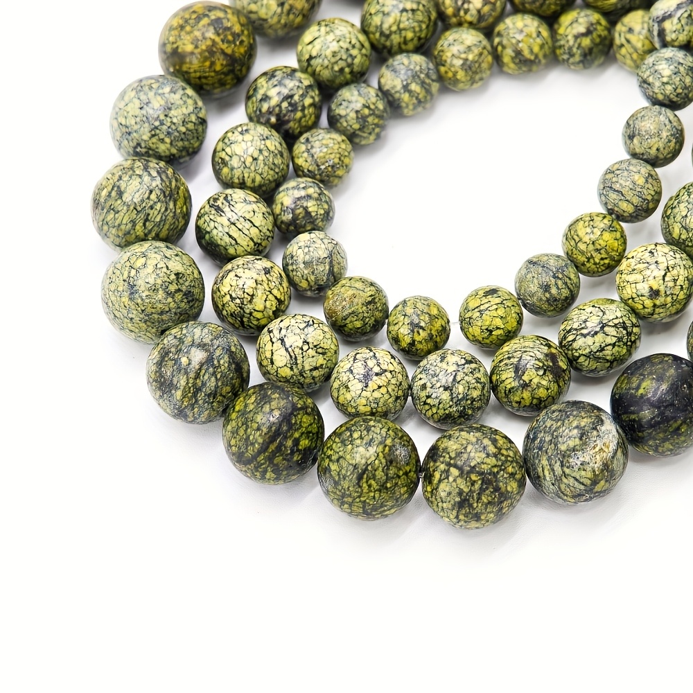 TEMU Perline di Serpentina Naturale 6mm, 8mm - Verde , Macchie/ , Perline Sciolte per Bijoux Fai da Te a , Collane, Bracciali, Ciondoli - Texture