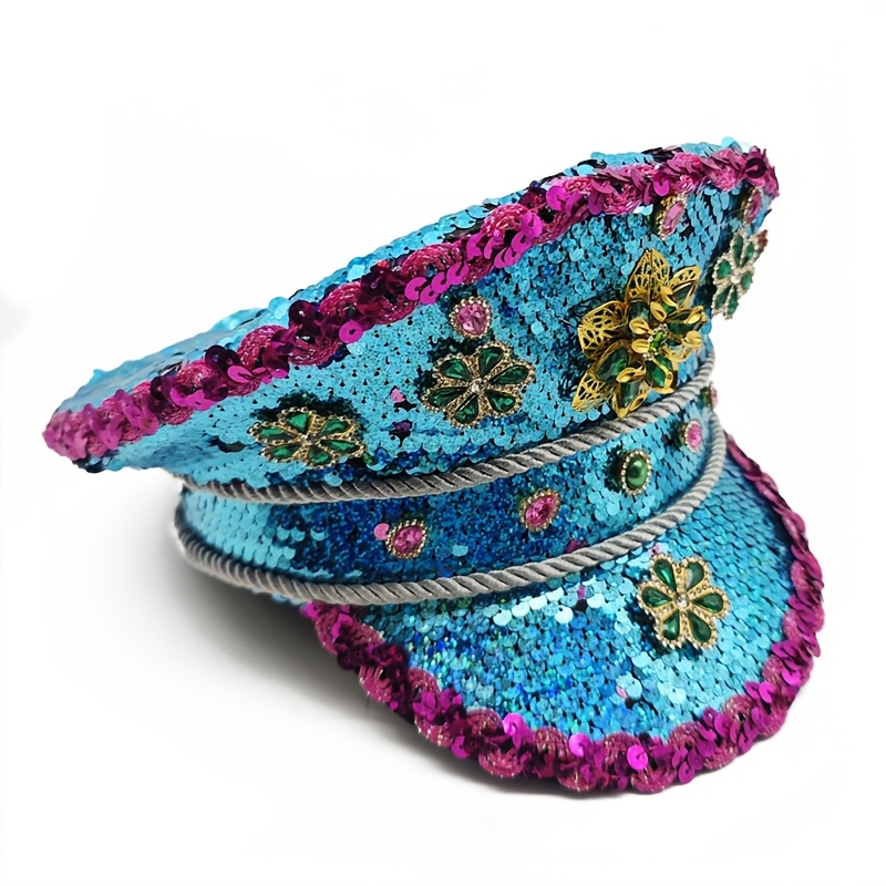 blue carnival hat pink golden embellishments breathable Temu - Main Image