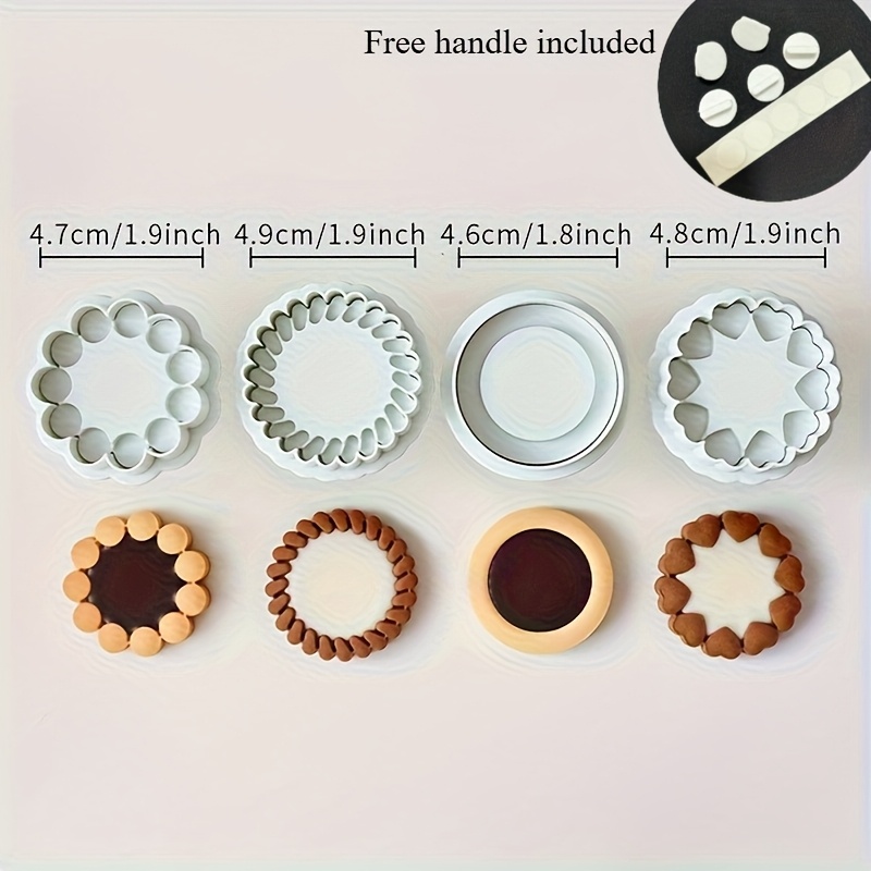 4pcs/set Retro Simple Classic Shape Sandwich Cookie Gift Box Biscuit Molds Valentine's Day Chocolate Jam Cheese Afternoon Tea Hand Pressed Molds.