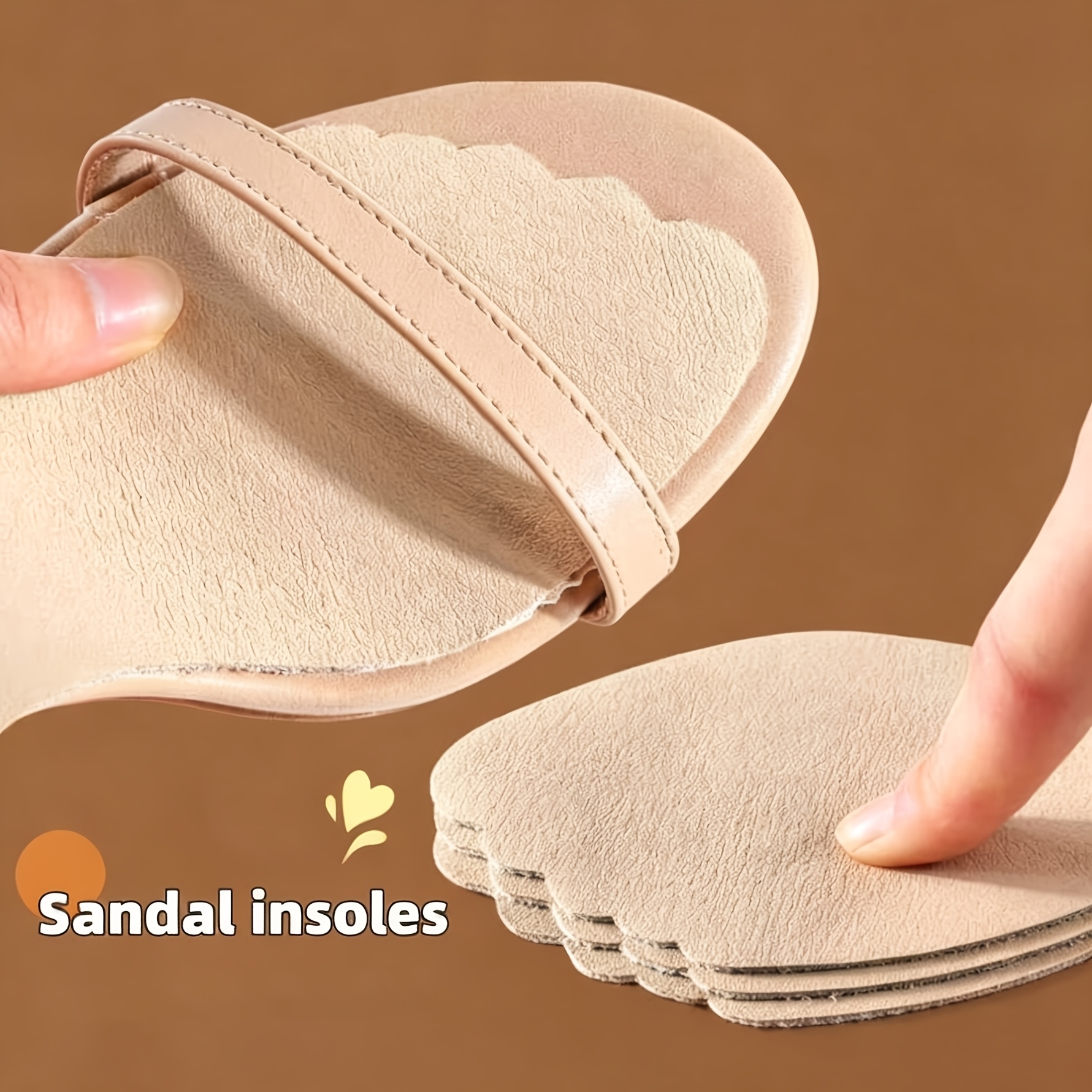 TEMU 1 Pair Women's Anti-slip Sweat-absorbing Self-adhesive Insoles, 7/4 Thickness, Suitable For Barefoot Wear, Non-sticky, Lightweight Lining, For