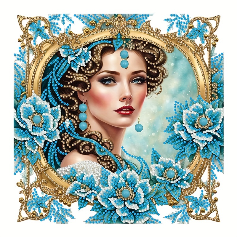 

5d Diamond Painting Kit - Elegant Woman Theme With Irregular Shaped Diamonds - Unframed Diy Art And Craft Set For Home Decor - People Series On Canvas - 1pc, 30x30cm/11.8x11.8 Inch