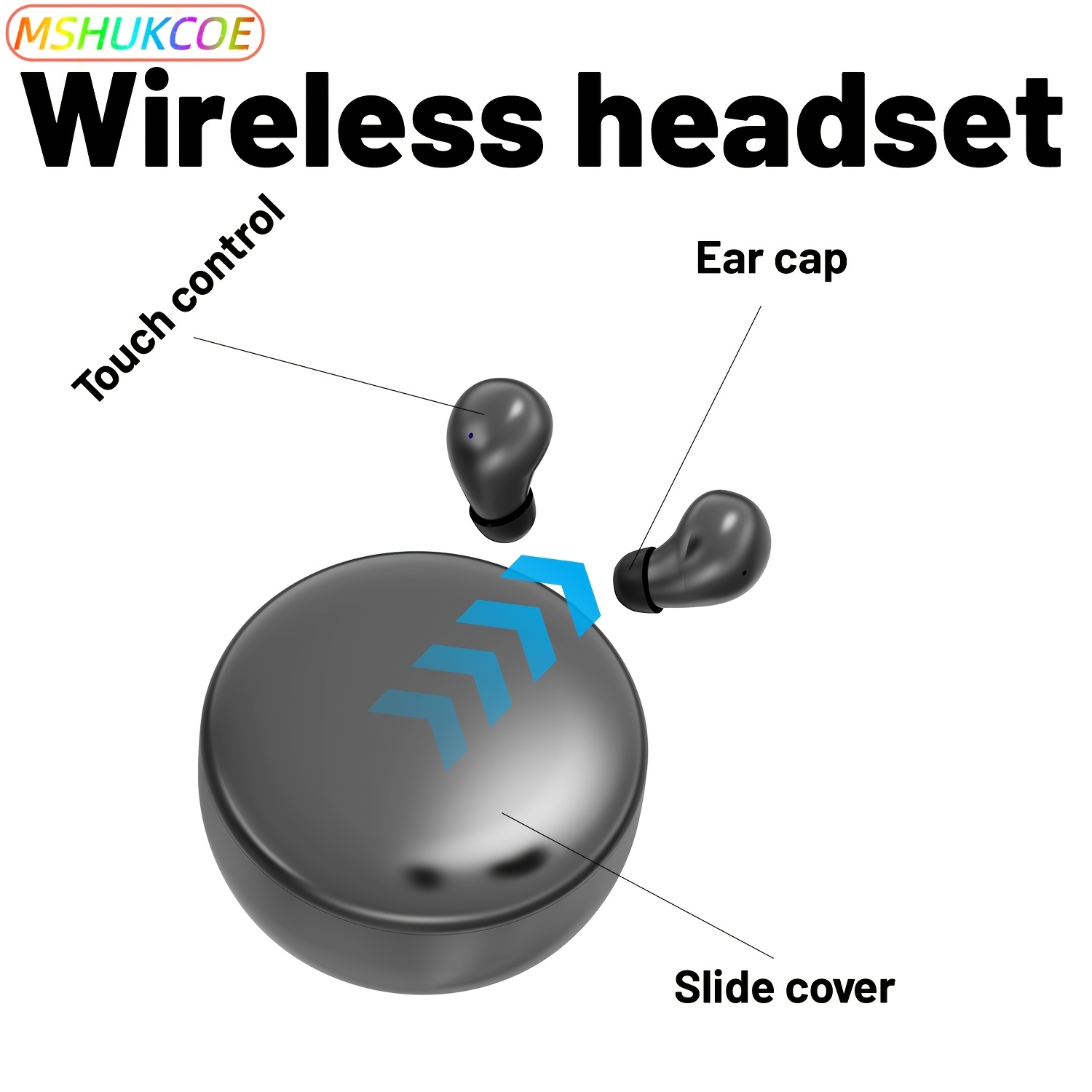 Image of Mshukcoe Sleep Wireless Earphones 5.4, Invisible In-ear Earphones With Led Battery Display, Touch Control, No Flashing Lights, Wearing When Side Sleeping, Hd , Portable Round Ladebox