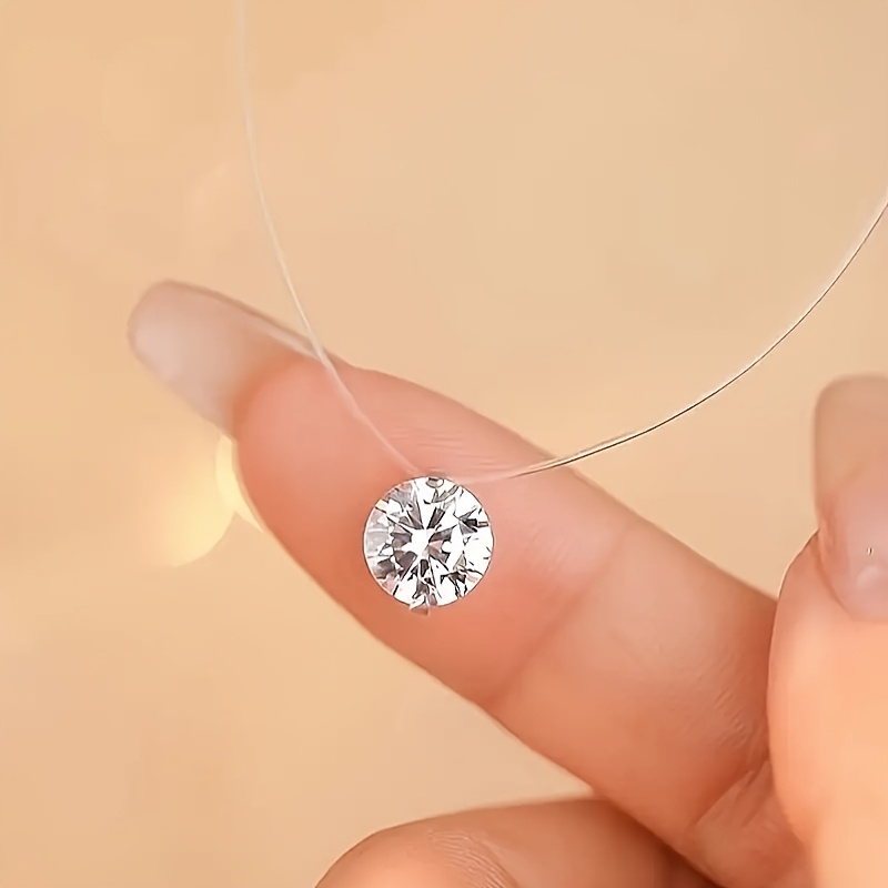 TEMU Collier élégant avec pendentif de de sirène plaqué argent , collier minimaliste à fil de pêche invisible et transparent - Chaîne de clavicule