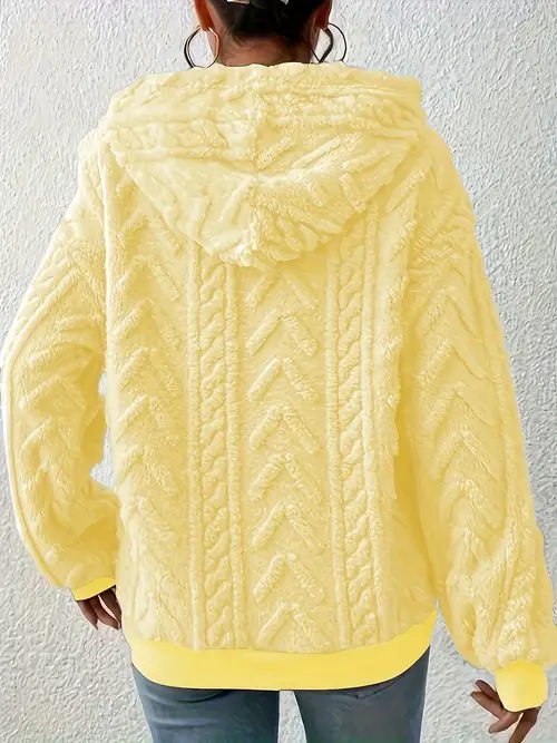 Elegant Women s Hooded Pullover Sweater - Soft Polyester and Spandex Blend, Solid Color, Machine Washable