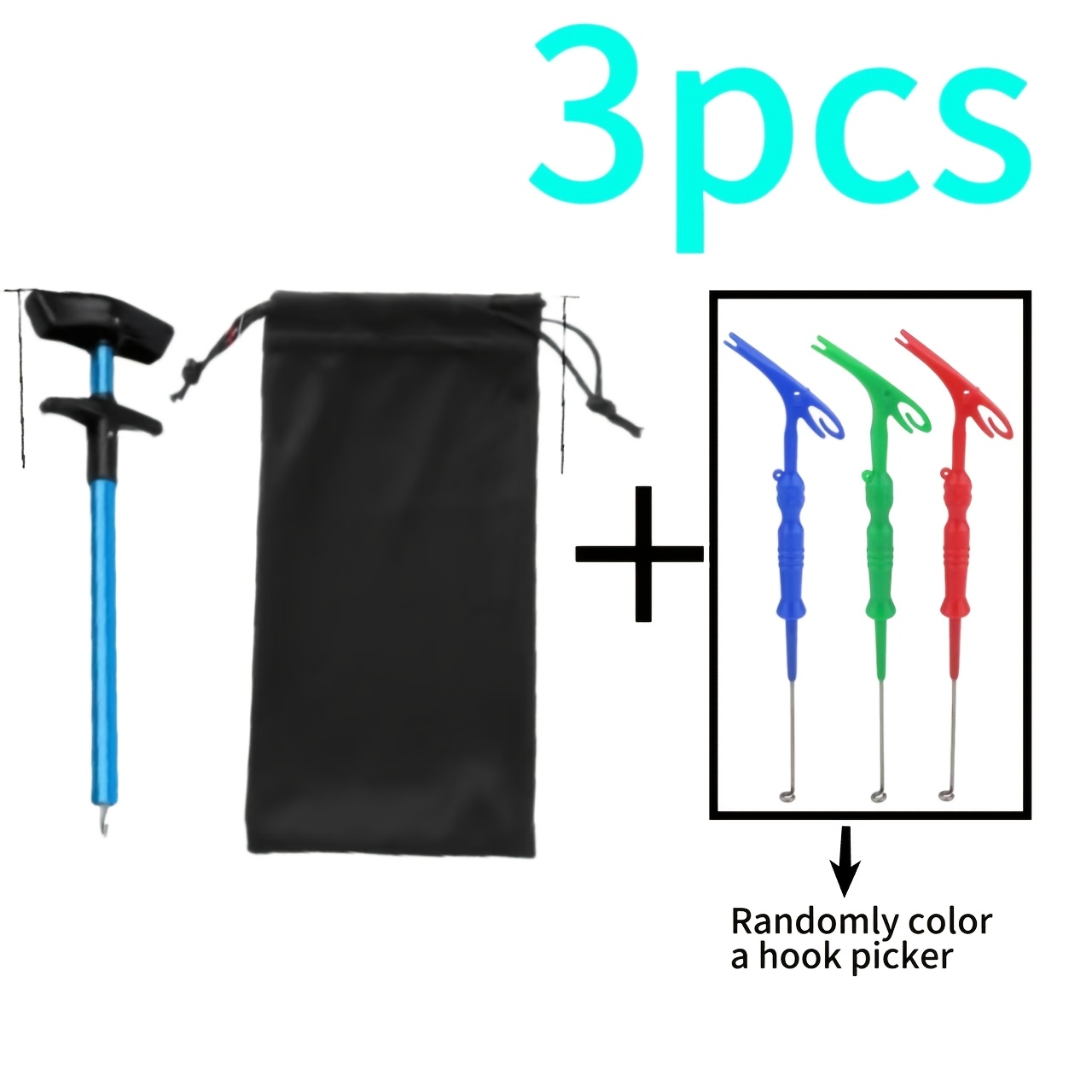 TEMU T-shaped Fish Hook Extraction Outdoor Storage Bag-aluminum Alloy Fishing Tool, Equipped With Ergonomic Handle And Blue Handle, Can Separate The