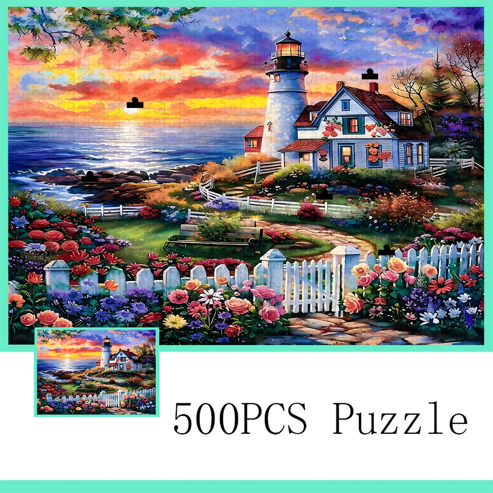 TEMU 500pcs/1000pcs Adult Jigsaw Puzzle - Large Puzzle Gift For Family Interaction, Decor, Designed For Birthdays, Valentine's Day, Mother's Day,