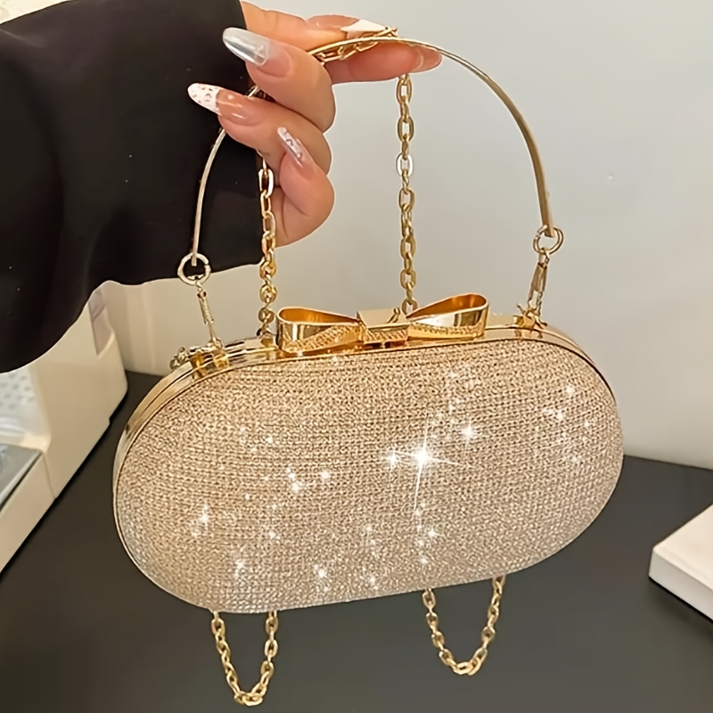 Light Luxury Sequin Simple Handbag, Elegant Celebrity Small Fragrance Bag, Evening Clutch, High-end Chain Shoulder Bag, Suitable for All Seasons, Perfect for Banquet Ceremony Qipao/Date/Party/Holiday Gift