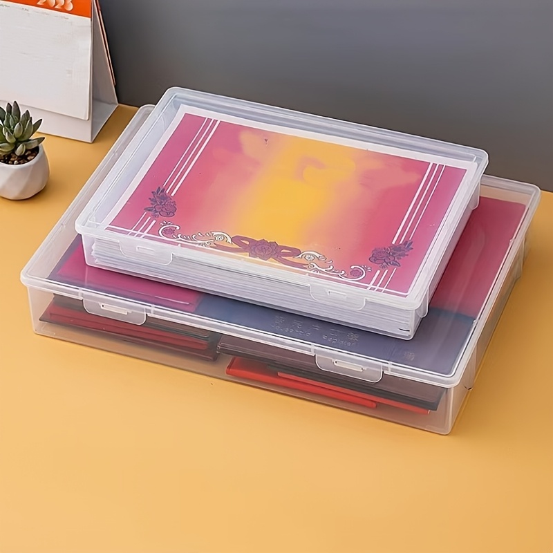 TEMU 2pcs Set/transparent A4 File Organizer Office Desktop Storage Box Multi-functional