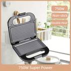 multifunctional sandwich maker three baking panels from portable panini breakfast maker with high power double sided heating suitable for flipping steak and grilling cheese non stick coating easy to clean waffle maker