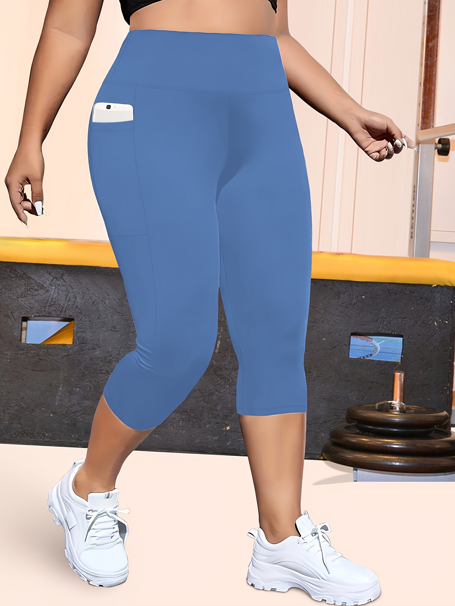 Plus Size High-Waisted Leopard Print Capri Pants with Side Pocket - Stretchy Casual Skinny Jeans for Spring/Summer/Fall, Casual Wear|Leopard Print Pants|Stretchy Fabric