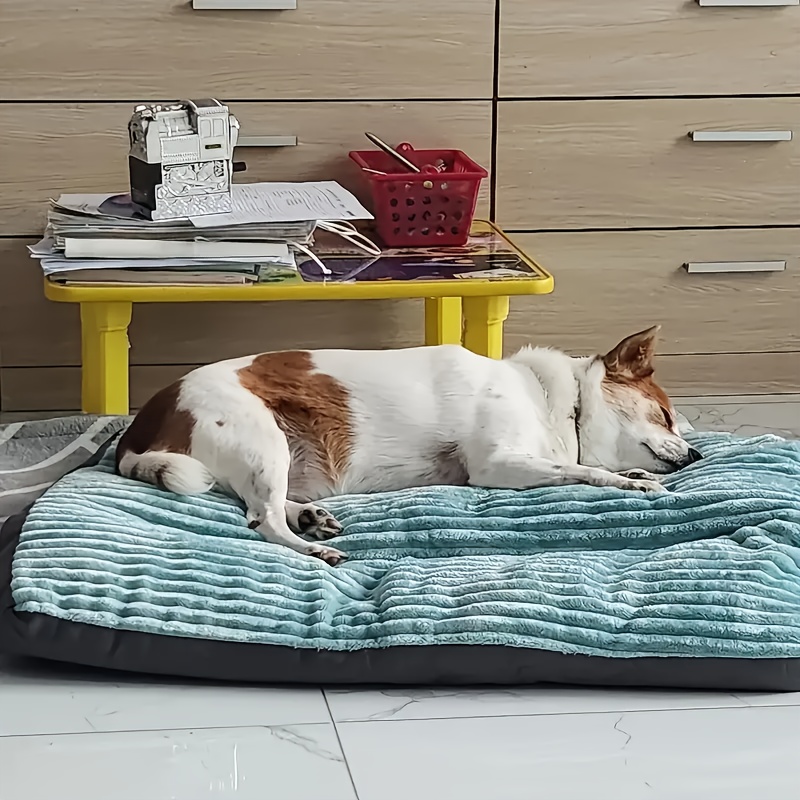   stripe square pet bed soft durable scratch resistant dog mat for small to medium breeds   cozy cat nest with removable polyester fill Product details 2