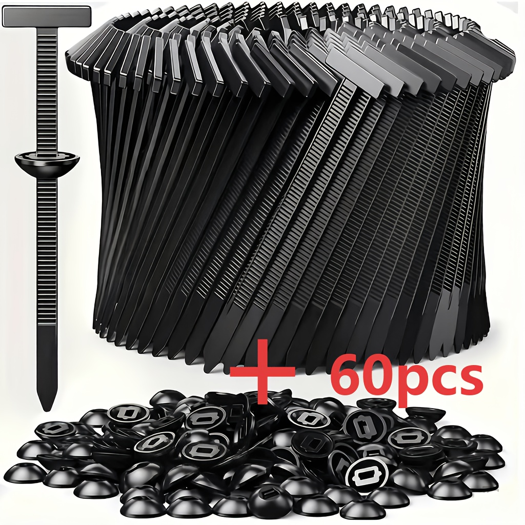 TEMU 60pcs Nylon Self-locking Cable Ties With Fasteners, Durable Plastic Material, With Black Plastic Zipper Head - Uv Resistant, High-strength Nylon