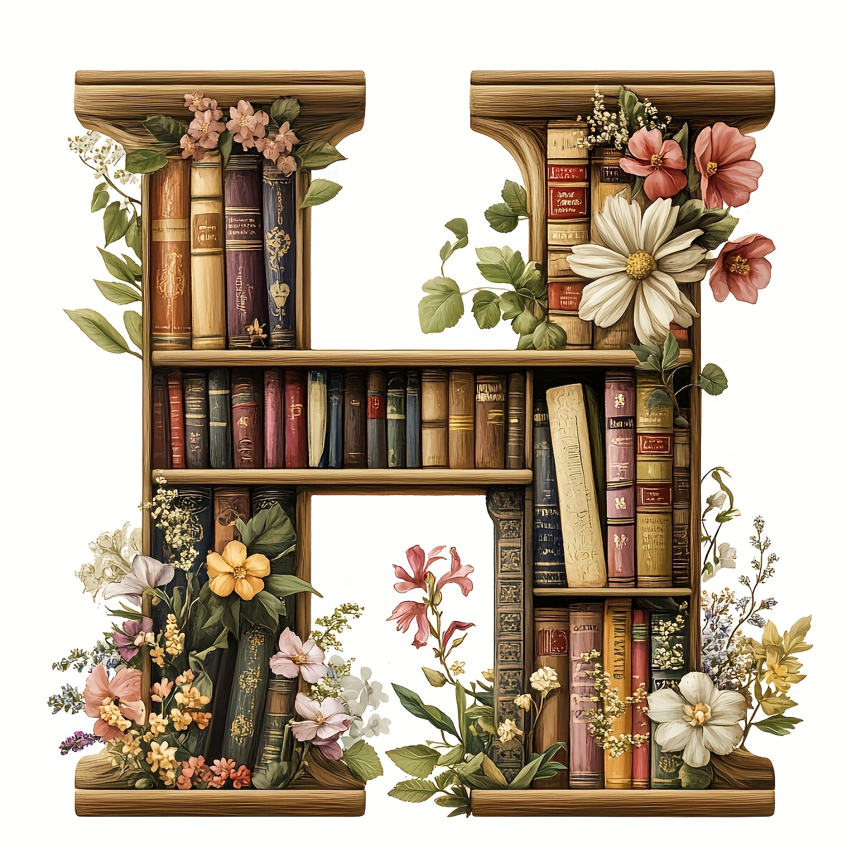 5d Diy Diamond Painting Kit - Round , Numbers And Floral Borders, Elegant Floral Letters With Page Background, Size 11.8*11.8 Inches, Craft Suitable For Beginners, Perfect For Home Wall Art, Office