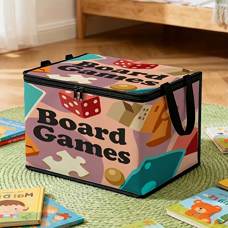 TEMU 1pc Foldable Zipper Storage Box, Tabletop Game Theme, Suitable For Travel, Packing, Clothing, Pants, Bedding, And Suitcase Organization