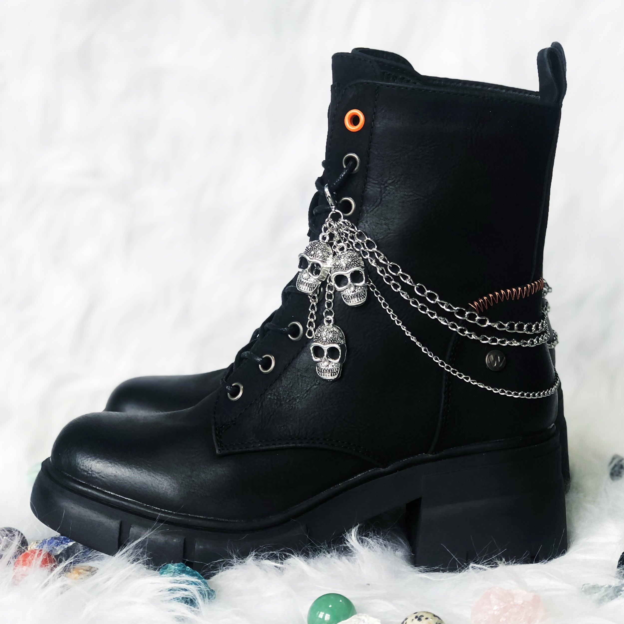 

1pc - Valentine's Day Gift Skull Boot Chains - Diy Stylish Heel Chains With Skulls Boots, Motorcycle Boots, Punk Footwear, Biker Boots, , And Costume Accessories