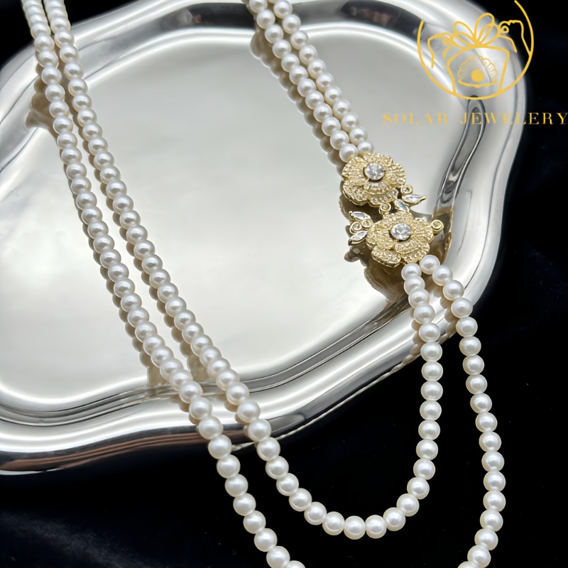 Retro Style Camellia Sweater Chain Natural Shell Bead Necklace