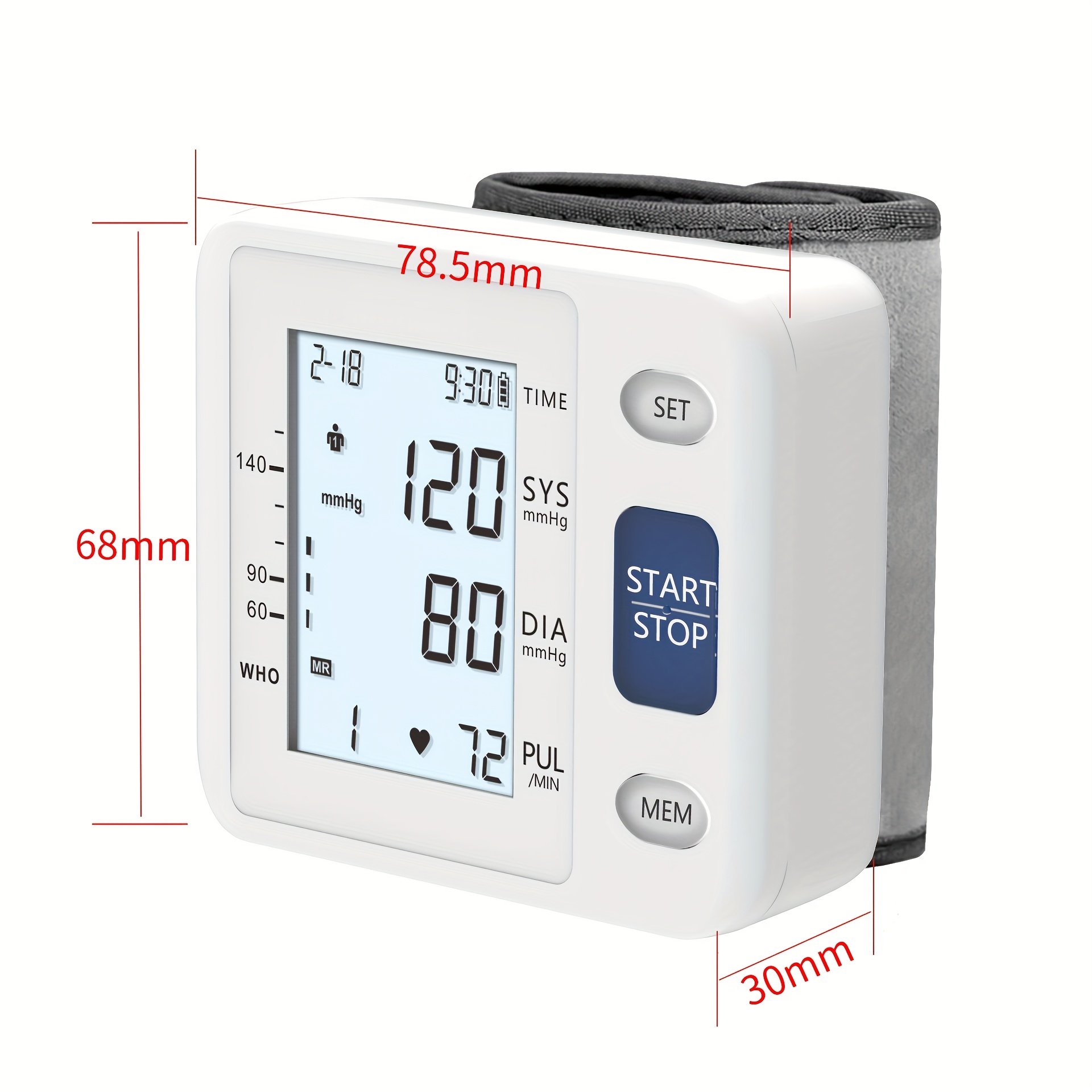 2025   wrist blood pressure monitor digital bp machine with tri backlit display auto inflation adjustable cuff 5 31 7 68 inch 99x2 memory storage case usb powered bsx312 blood pressure machine for adults wrist health monitoring sleek device   Product details 2