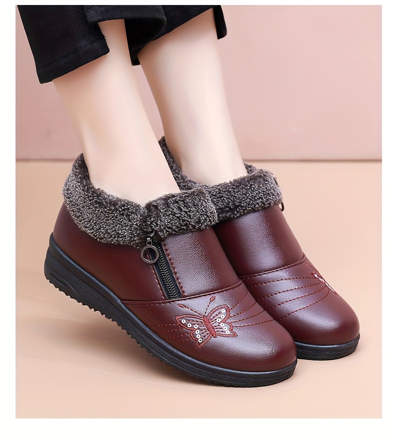 elderly slippers mothers shoes plush lining winter flat non - Temu Kuwait