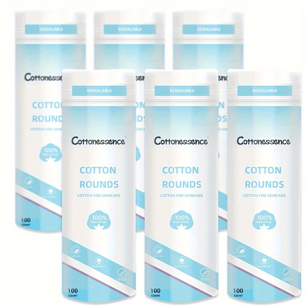 TEMU 600 Count 100% Cotton Round Cotton Pad, High Makeup Remover, Hypoallergenic Double-sided , Facial Eye Cleansing Pad, Wet And Makeup Remover Makeup Remover