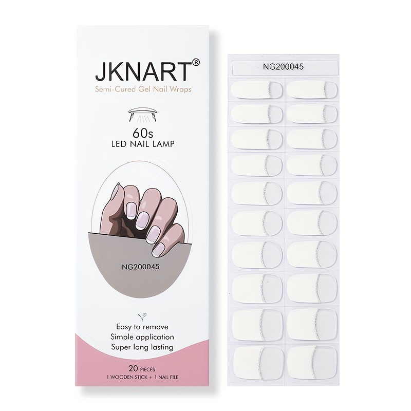 

Semi Cured Gel Nail Wraps, French Tip Semi-cured Gel Nail Strips-works With Any Nail Lamps, Salon-quality,long Lasting,easy To Apply & Remove-includes Nail File & Wooden Stick