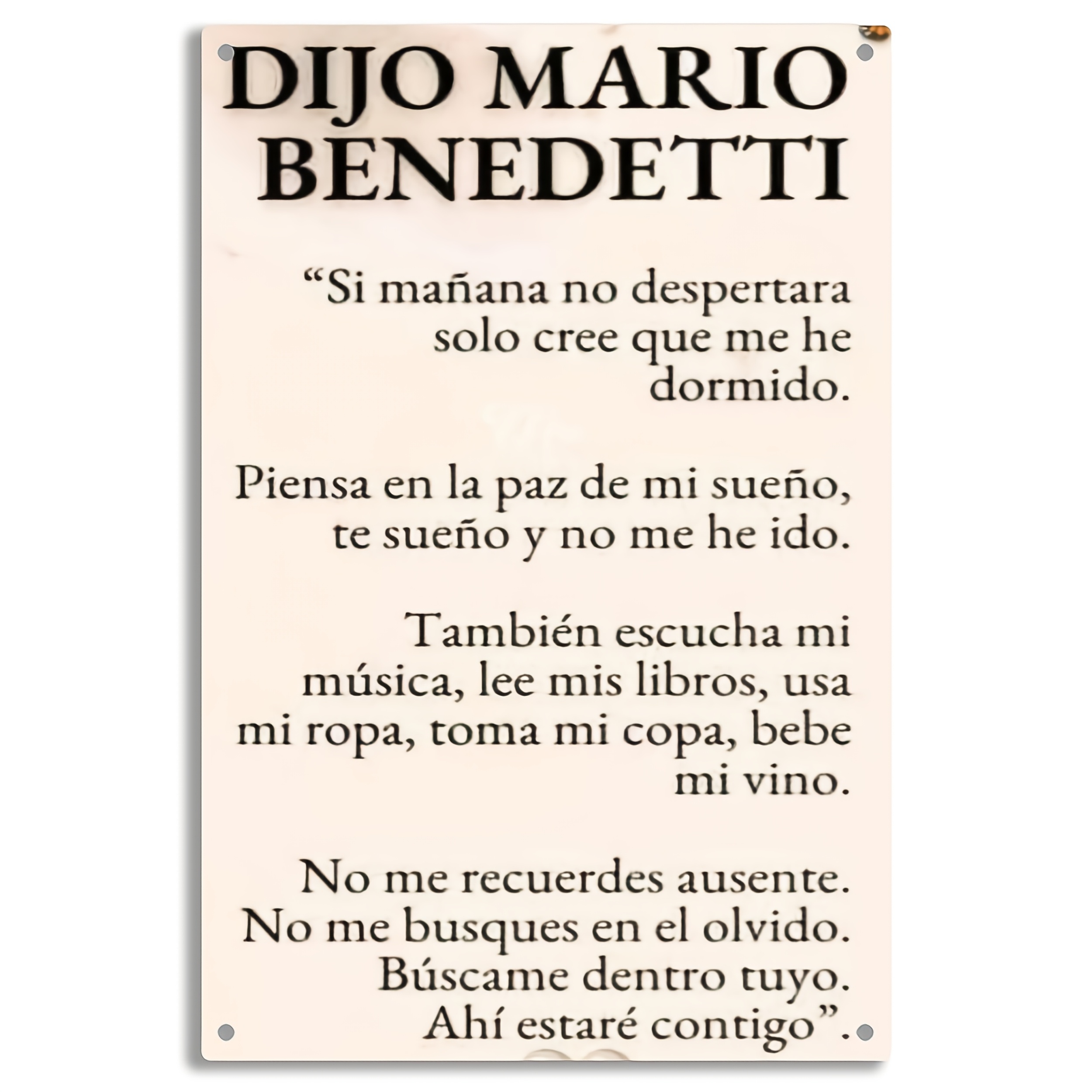 TEMU Decoración de pared de metal con poema de retro 2D - Letrero de poesía española con diseño de copo de nieve, decoración retro duradera para el
