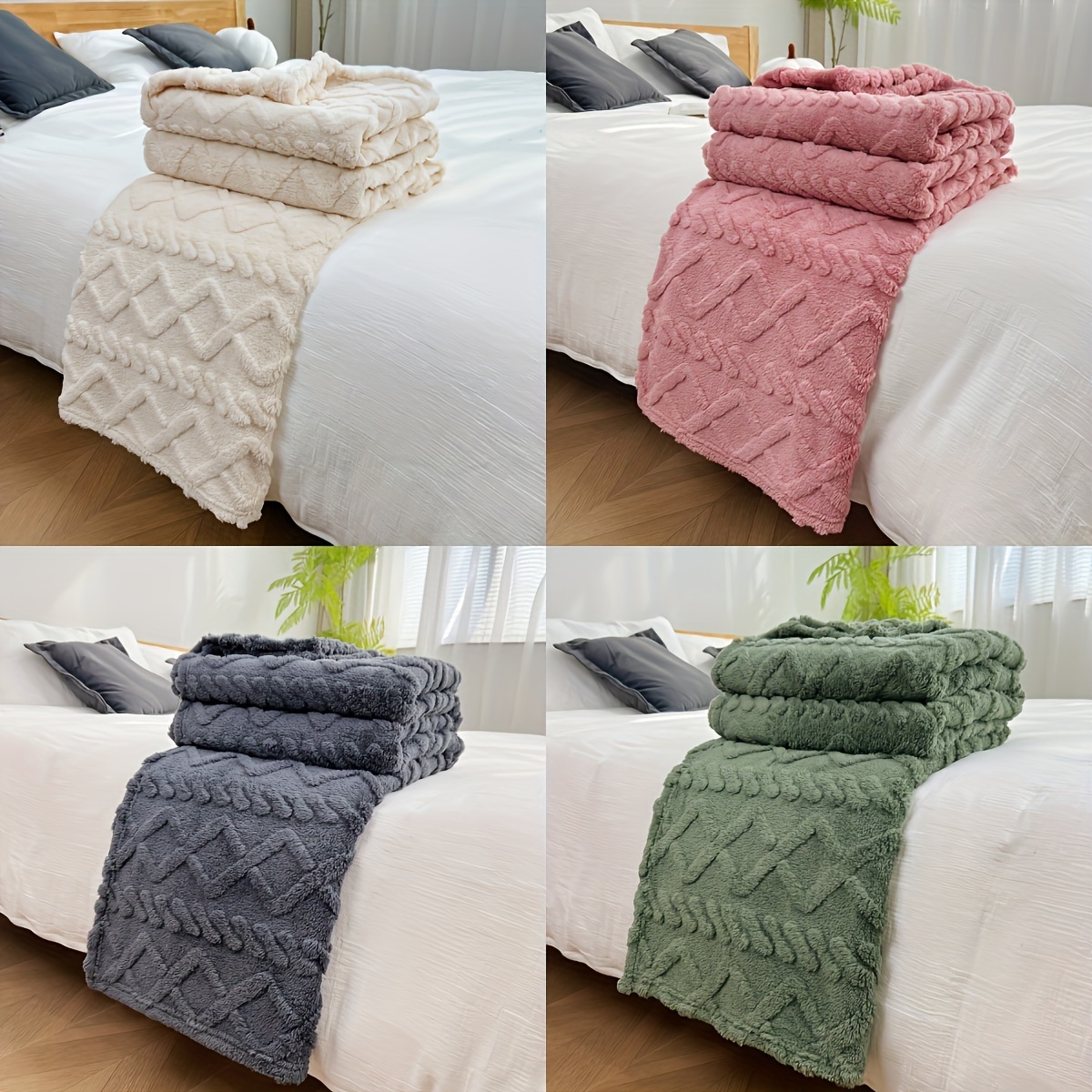 

1pc Luxurious Fleece Blanket - 3d Plush With Weave For , Cozy Flannel Throw For Bed, Couch, Travel, And Outdoor Use - , Extra Warm, And Air-conditioning Friendly Wrap