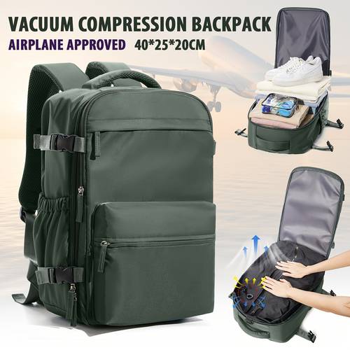 vacuum compression backpack airplane approved 40x25x20cm large capacity multi functional travel business bag with adjustable strap bottle holder tablet compartment nylon lining trolley sleeve hand washable travel essentials bag adjustable strap bag durable zipper closure travel backpack