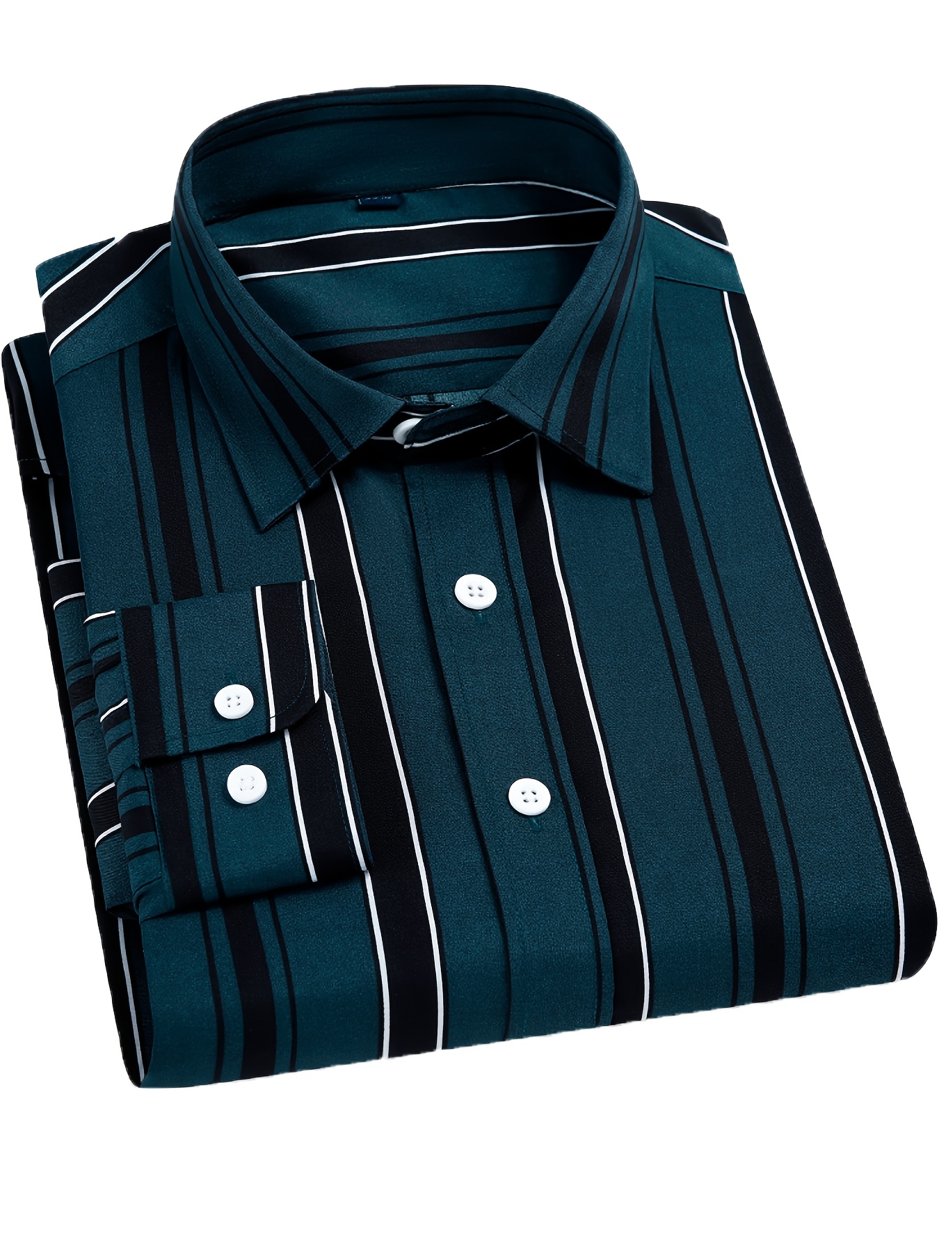 new long sleeve shirt men business fashion versatile striped - Temu