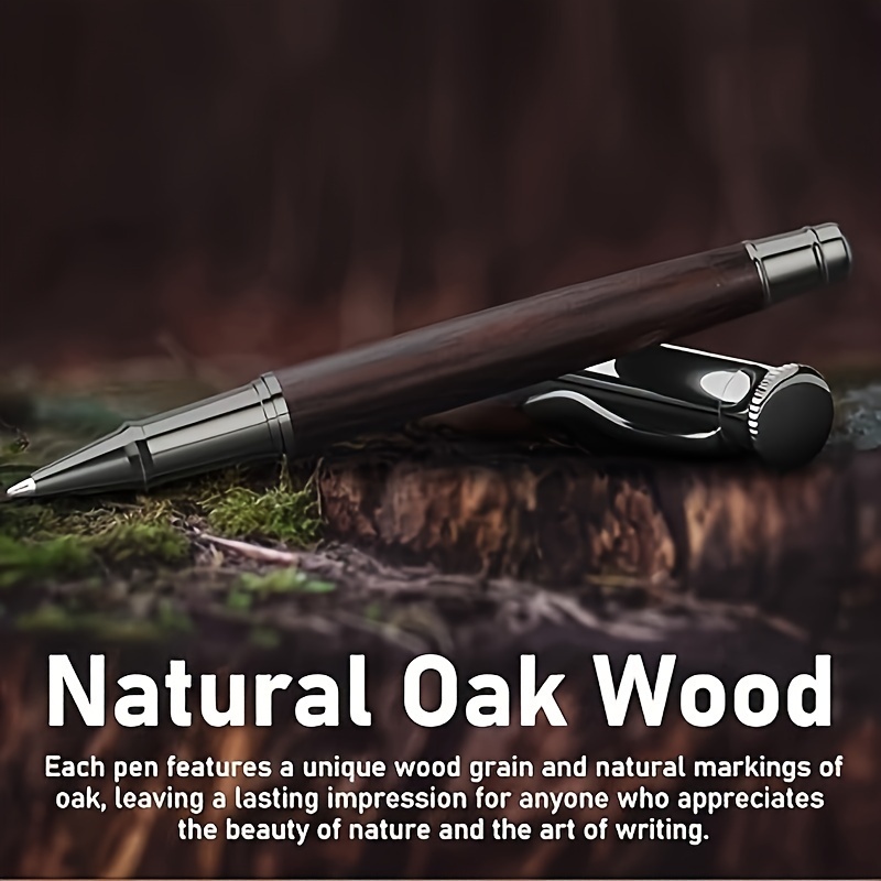 

Oak Wood Ballpoint Pen - Ergonomic, Refillable 0.7mm Tip, Metal & Wood - For Men