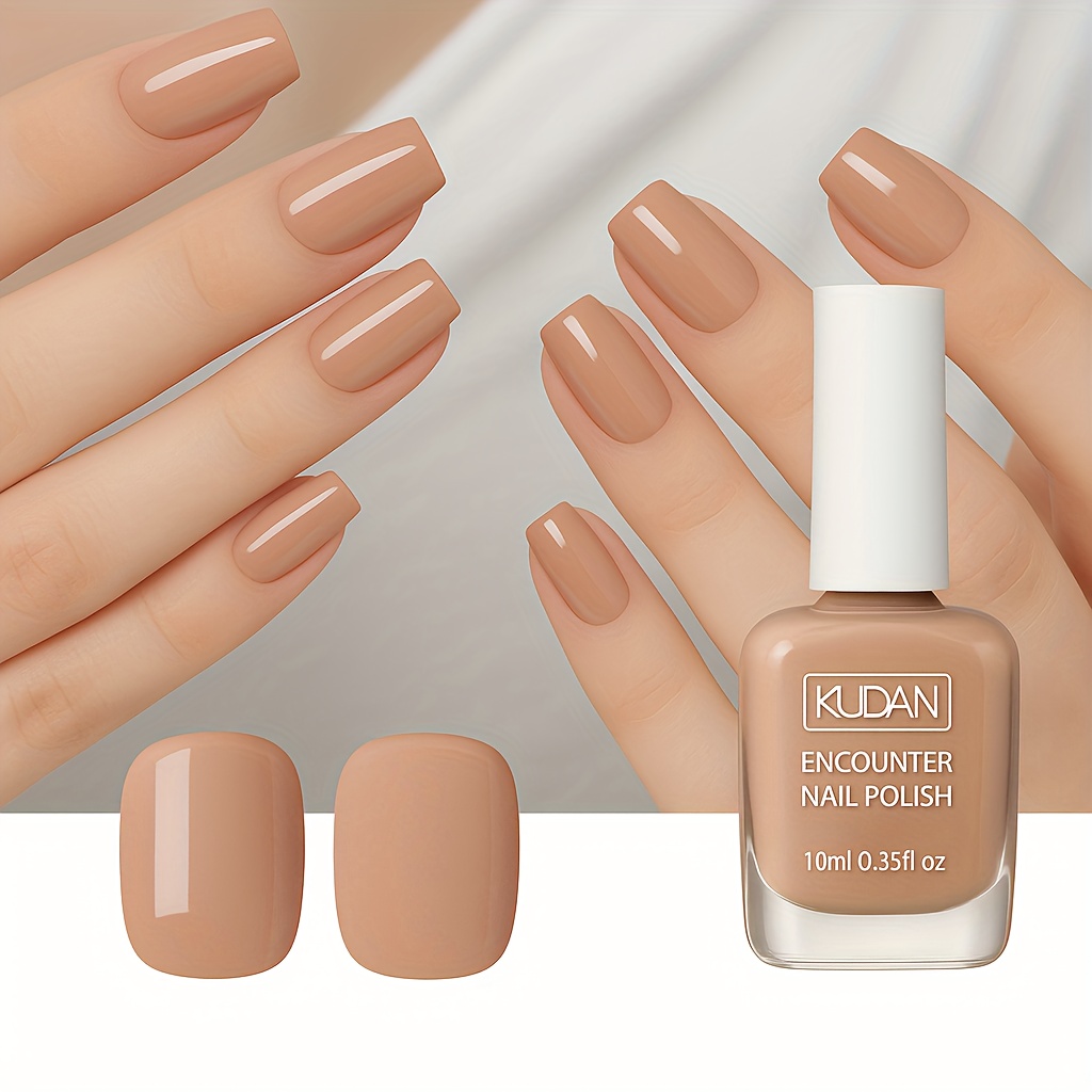 TEMU Light Brown Nail Polish 1pc(0.35fl.oz) - No Led Lamp Needed, Quick-dry & Long-lasting Glossy Finish. Tear-removable, Alcohol-free Formula For