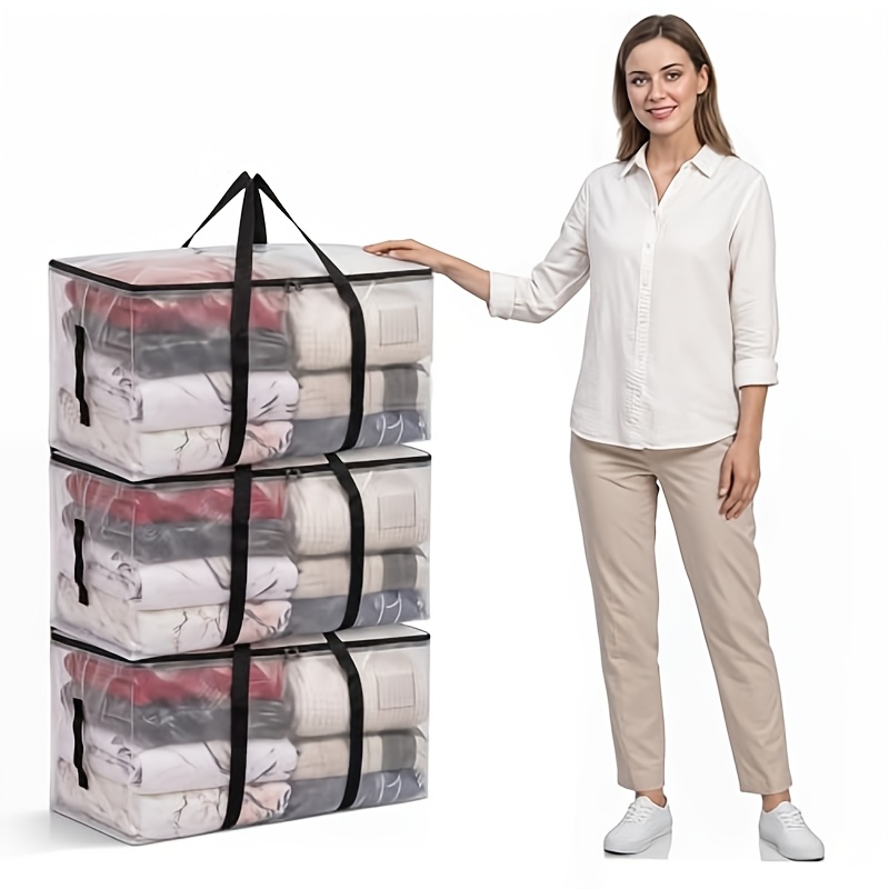 TEMU 3/5/7 Pack Large Heavy-duty Transparent Moving Bags Suitable For Storage, Moving, Moving Boxes & Bulky Items - Heavy-duty Polypropylene Storage