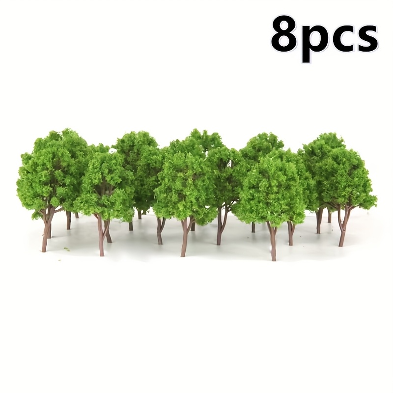 

Lot de 8 arbres de modèle à l'échelle de 6 cm, décoration de paysage miniature, arbres de modèle de train d'architecture, ornement de simulation de table de DIY, vert, matériau