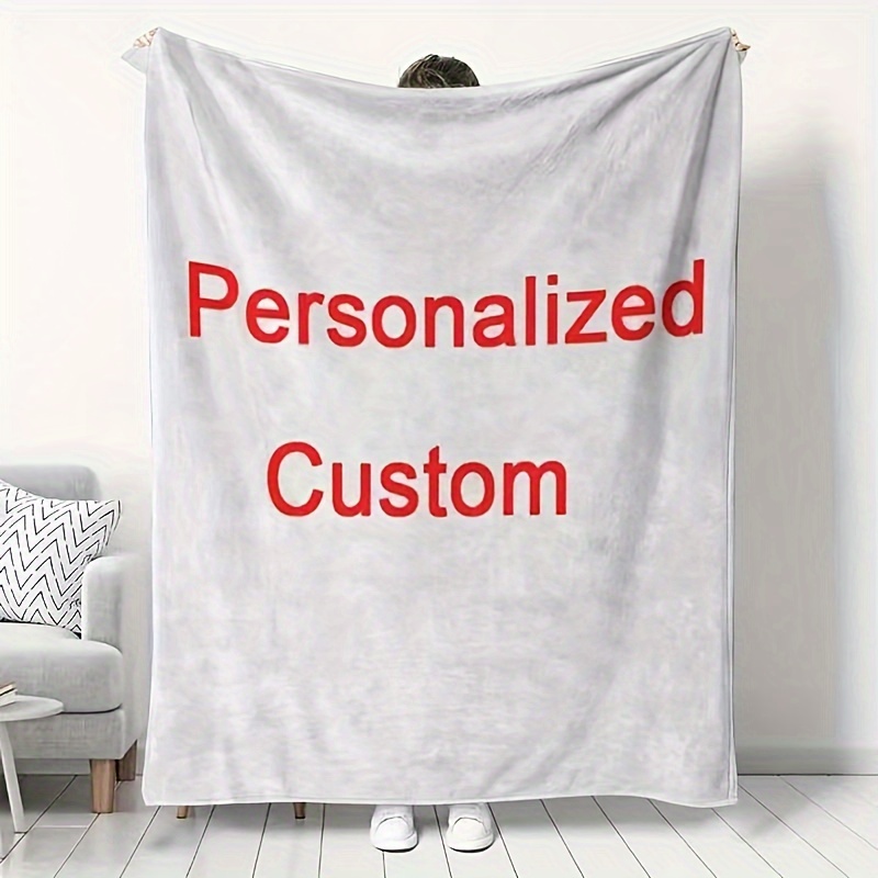 

Personalized Flannel Throw Blanket - Custom Photo & Text, Soft & Cozy, Perfect For Couch, Bed, Office, And Travel - Ideal Gift For All Seasons