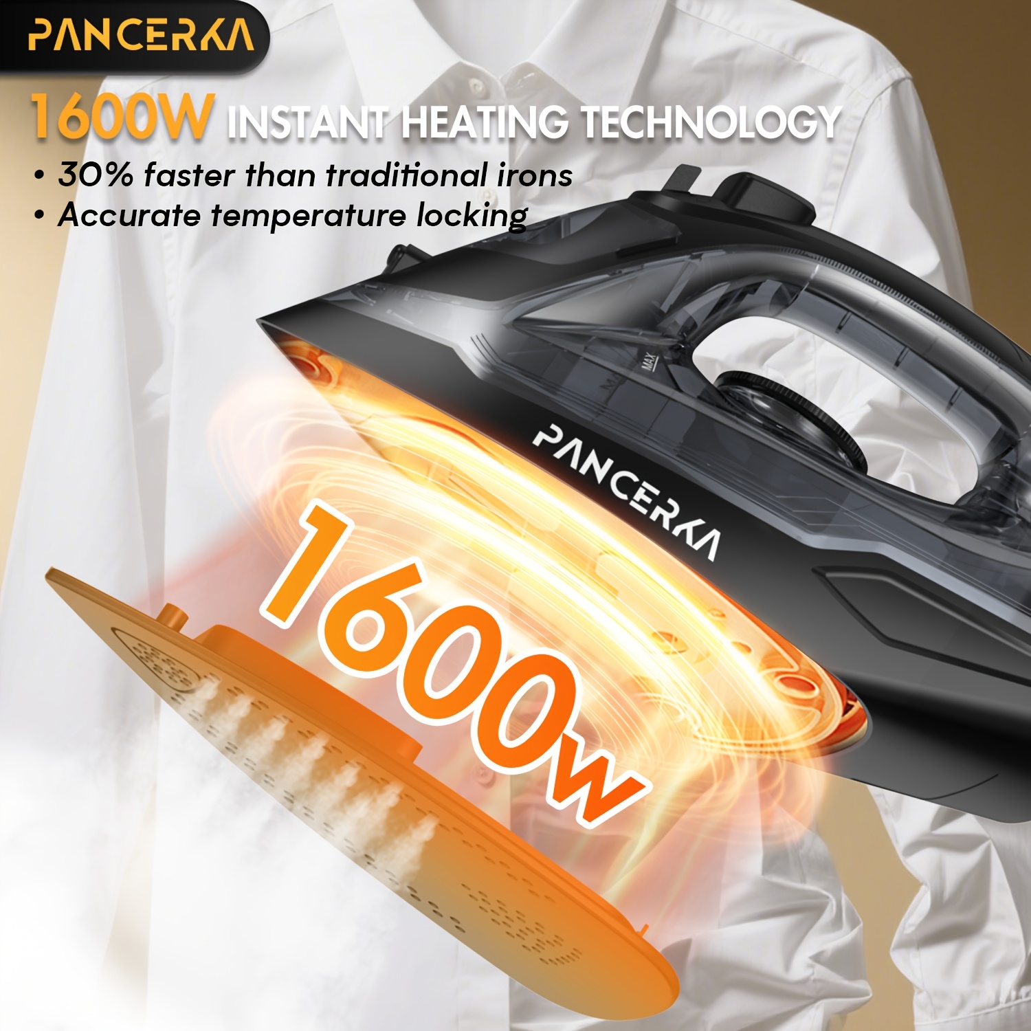 1pc   1600w electric steam iron  ing   non stick base plate adjustable steam   of steam   anti drip powerful long lasting steam for all fabrics eu plug Product details 8
