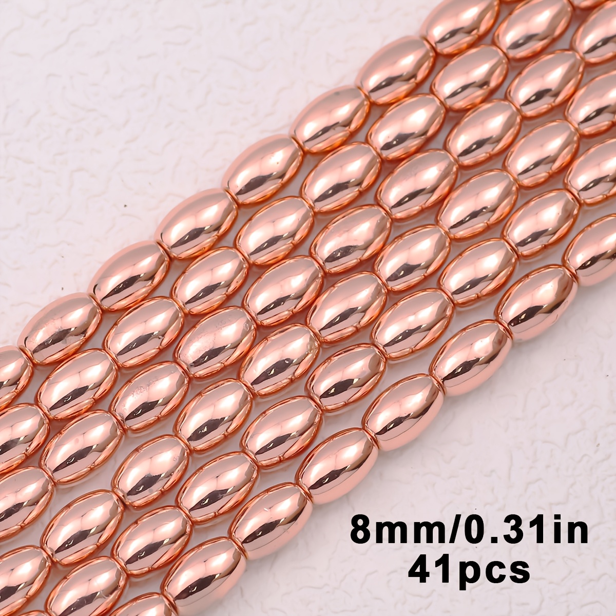 TEMU Available: 8mm Natural Hematite Oval Beads With Holes, Electroplated Silvery Kc Golden Rose Golden, For Bracelet Necklace Making Accessories And