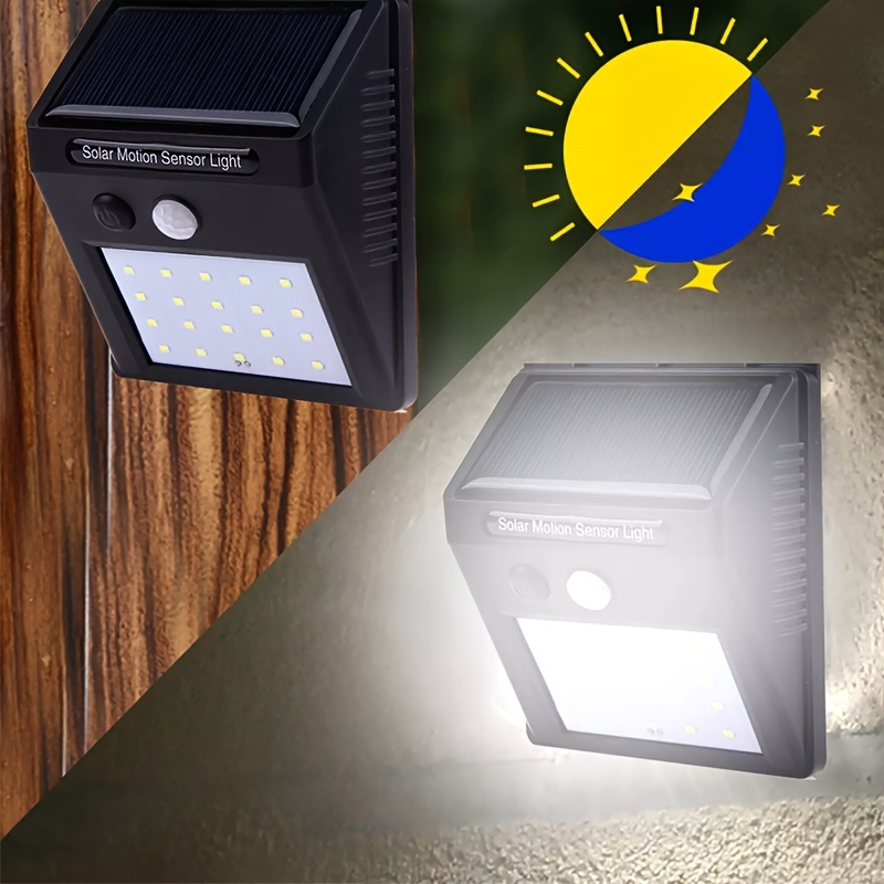 4 solar motion sensor wall lights 30 led solar wall lights for front door backyard garage balcony dustproof and details 1