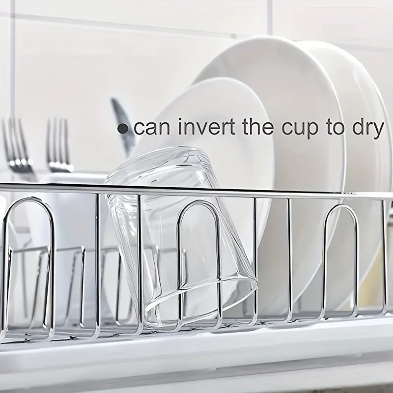 compact stainless steel dish rack with & utensil holder - kitchens & rvs Product details 4