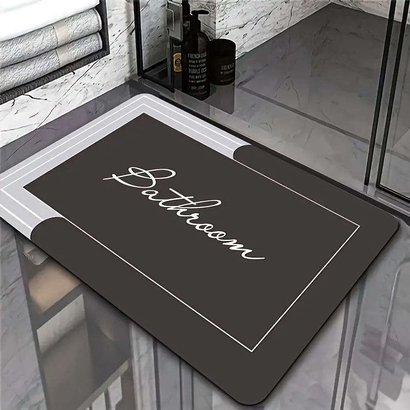 TEMU Soft Diatomite Bath Mat - Non-slip, Quick-dry, Absorbent, Geometric Pattern, Hand Washable, Suitable For Bathroom, Entryway, Kitchen, Decor