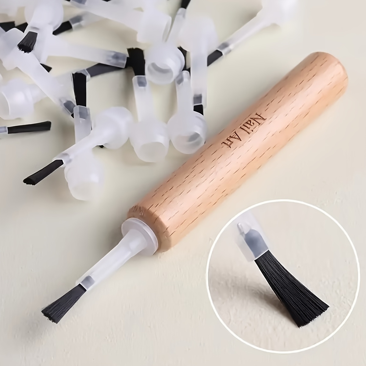 E-shop 41-tlg. Nagellackpinsel-Ersatzset, abnehmbarer Griff aus Massivholz, professioneller Gellackpinsel für Nagelstudio, multifunktionaler