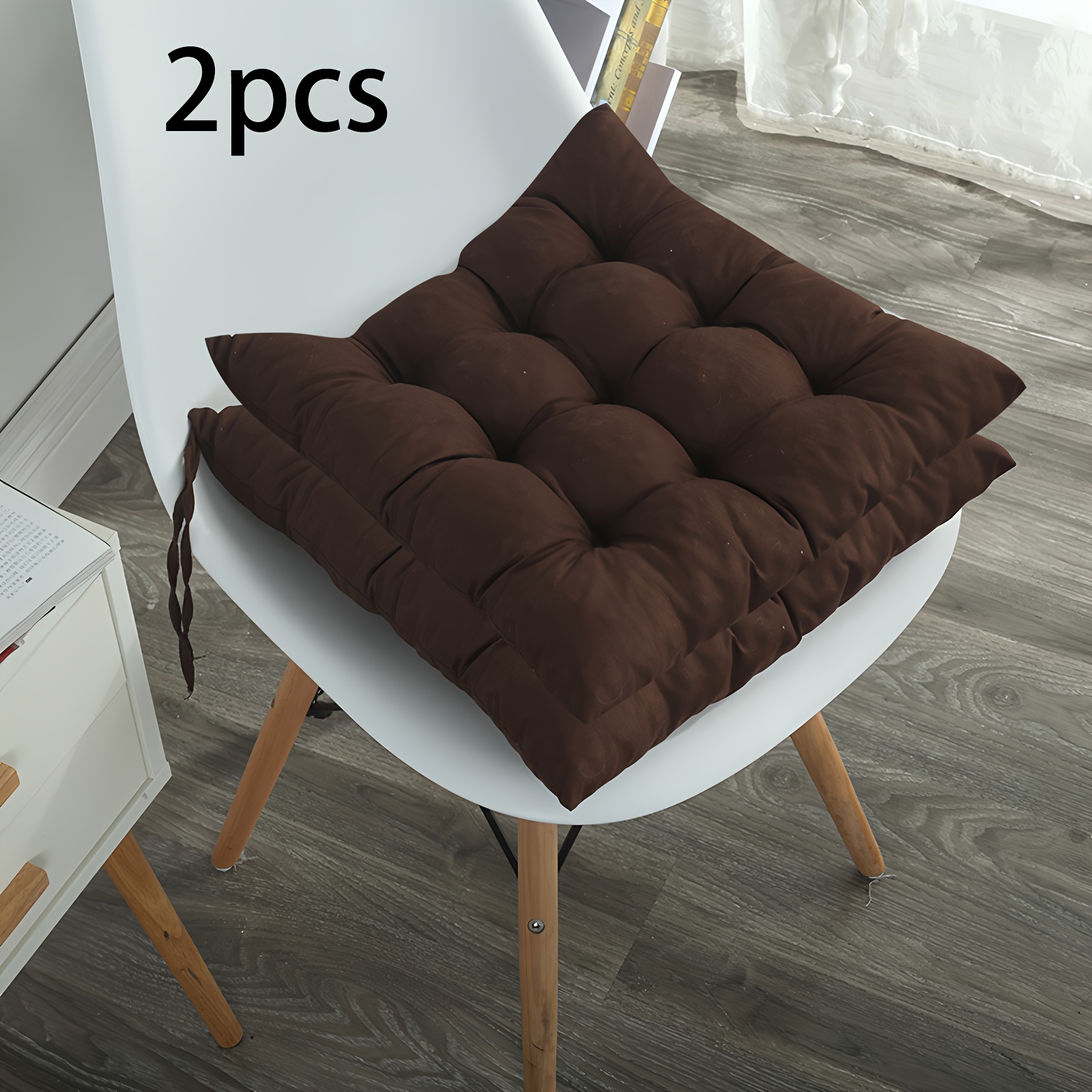 TEMU 2pcs Solid Color Brushed Thickened Dining Chair Cushions, Office Computer Chair Pads, Student Seat Cushions, Tatami Seat Cushions, Multiple
