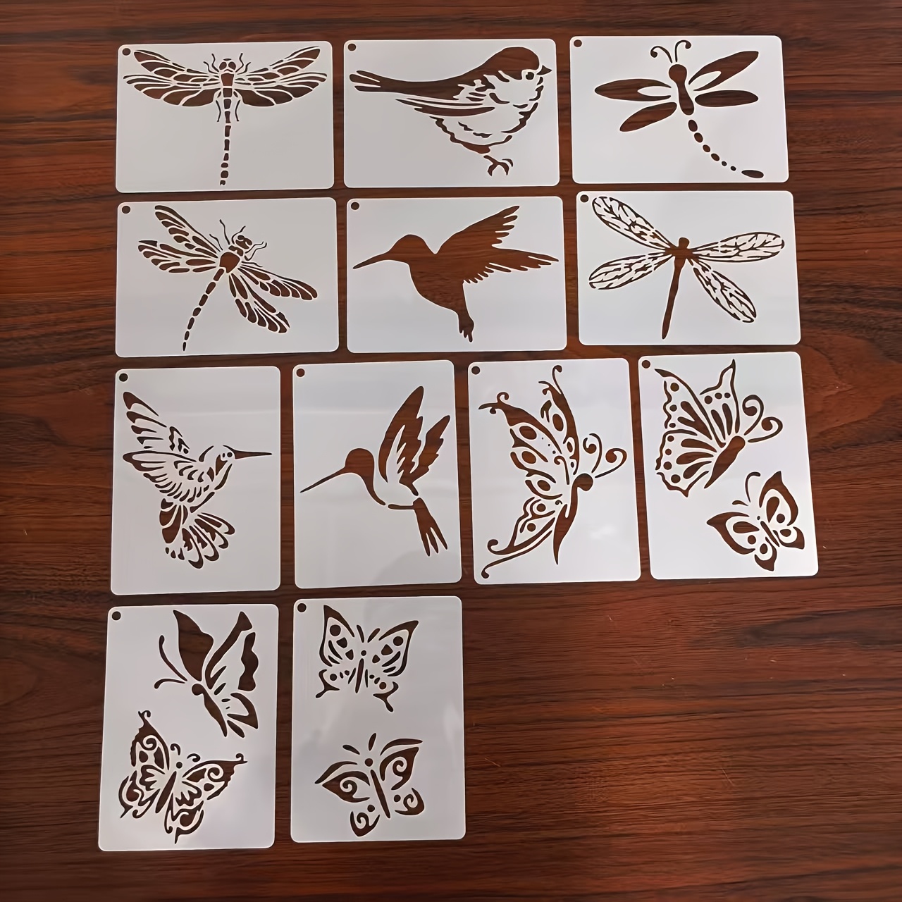 TEMU Reusable Painting Stencils - , , Dragonfly, Plant Insect Patterns - Craft Templates For Wood, Canvas, Wall Art Decoration