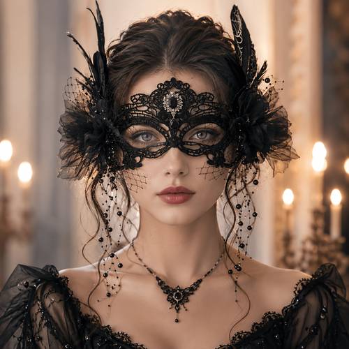 imagen del artículo máscara de encaje vintage de de disfraces con plumas , flores de malla, hebras de cuentas colgantes, adecuada para halloween, carnavales, y decoración facial para s de cosplay de